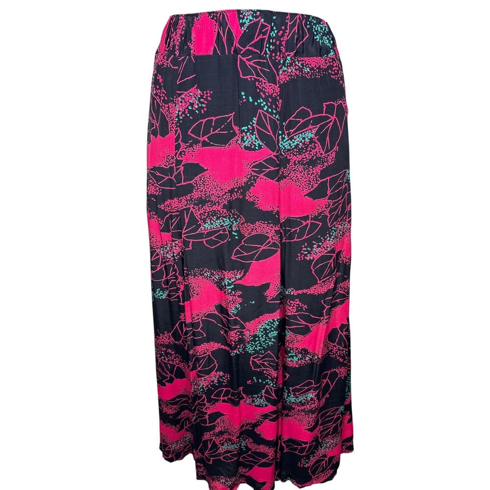 VTG Sonata Womens Pink‎ Black Abstract Floral Maxi Skirt Sz S 90s Art Teacher